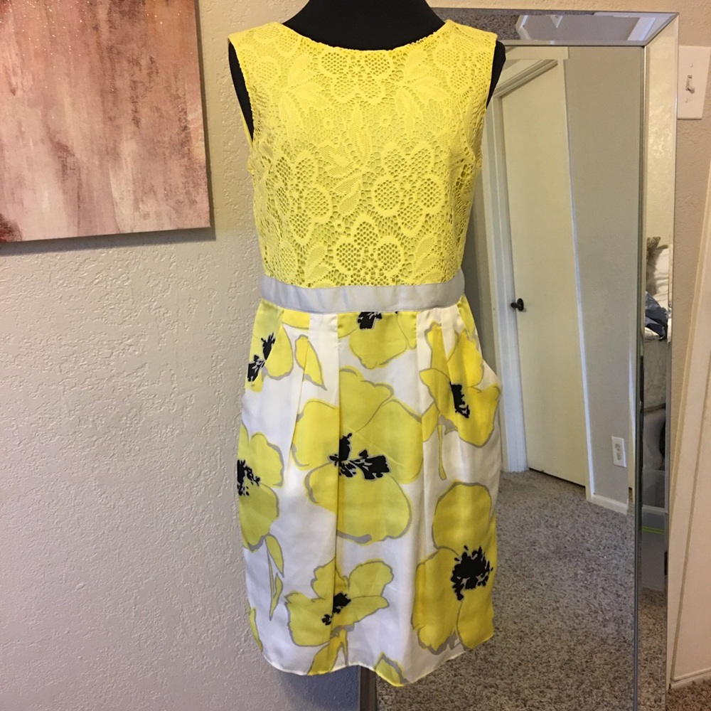 Sandra Darren Yellow Eyelet Dress